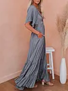 Solid Color Batwing Sleeves Falbala Maxi Dresses
