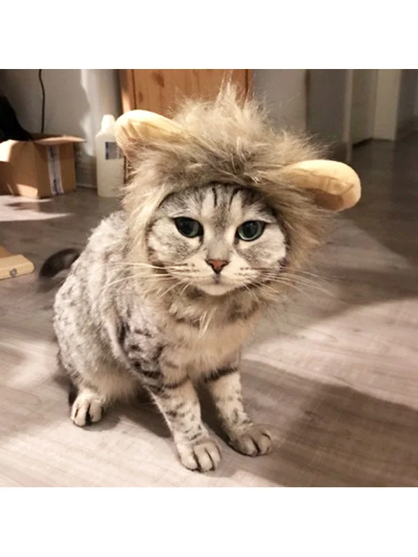 Funny Pet Cat Lion Costume Headgear-elleschic