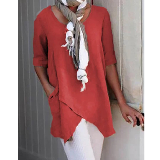 Casual Loose Cotton And Linen Blouse