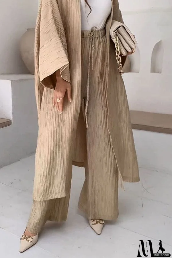 Crinkled Textured Straight-Leg Lounge Pants