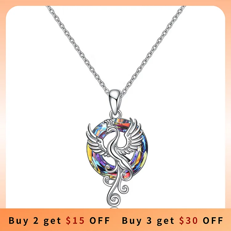 S925 The Fire inside Me  Burns Brighter  than the Fire around Me Flying Phoenix necklace