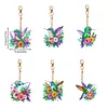 (US Local)6Pcs Double Sided Special Shaped Hummingbird Diamond Painting Keychain Decor