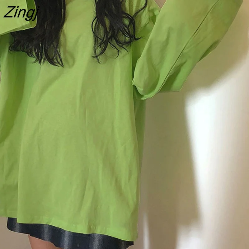 Zingj T-shirts Women Chic Candy Color Long Sleeve Solid Basic Fall Ladies Tops Korean Trendy Femme Tees O-Neck Футболка Simple New
