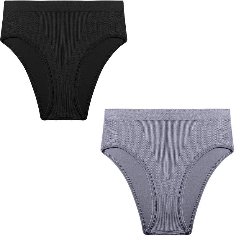 2PCS/Set Seamless Women's Panties Plus Size Underwear Women Briefs Lingeries Cotton Mid-Rise Underpants Panty Intimates