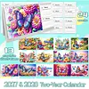 2027-2028 Two-Year Diamond Painting Calendar Kit, 13 Exquisite Multicolor Butterfly And Floral Illustrations, Large Size Desk Calendar, Mosaic Art Coil-Bound Desktop Planner