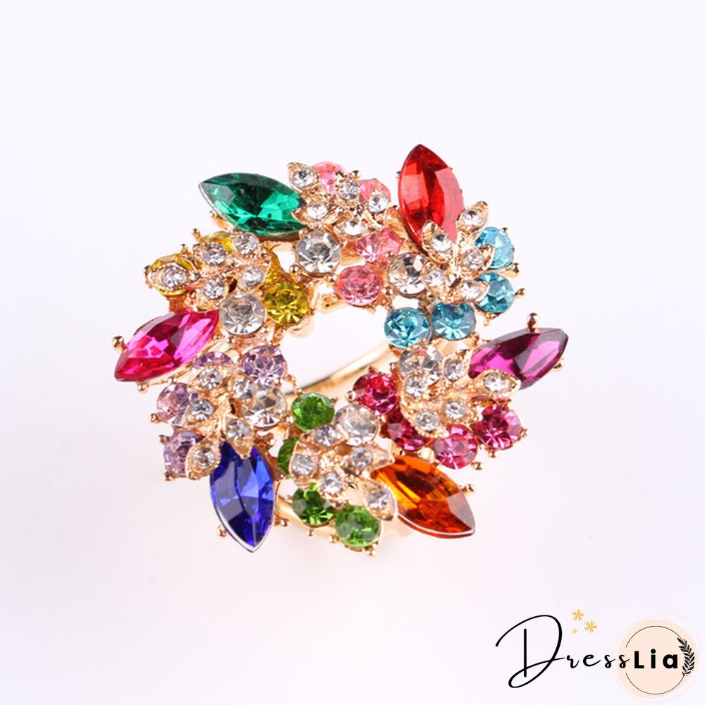 1 Pc Korean Fashion Copper Hollow Wreath Three-ring Silk Scarf Buckle Pearl Shawl Buckle Alloy High-grade Brooch