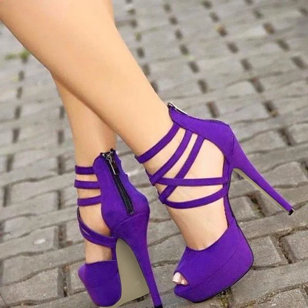 Purple Peep Toe Platform Sandals Vdcoo