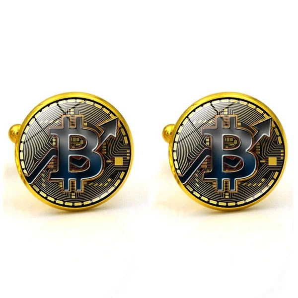 French Shirt Cufflinks Men's Metal Banquet Round Bit Coin Button  Creative Exquisite High Quality Cuff Link Gifts