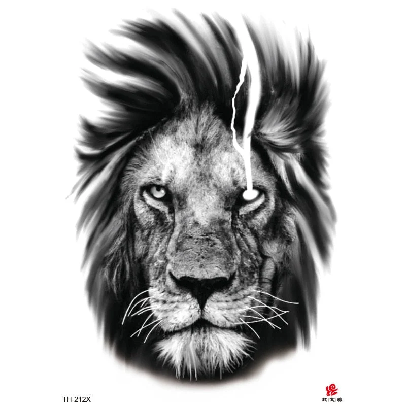 Lion Tiger Cool Temporary Tattoo Sticker Fashion Wolf Waterproof Animal Body Art Arm Tatto Fake Removable Tatoo for Men Women