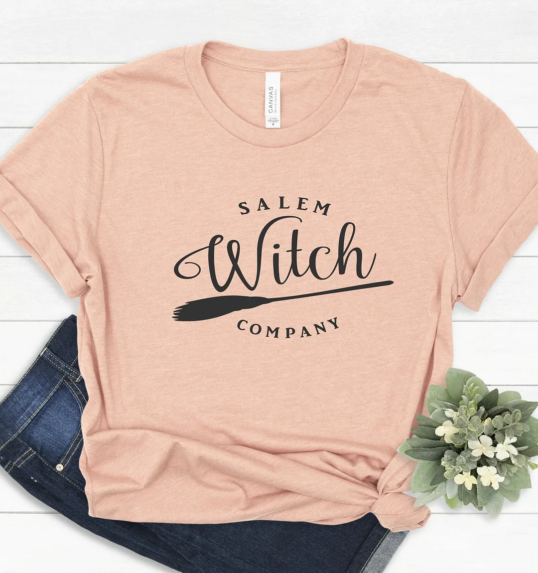 B346 Salem Witch Company Halloween T-Shirt Shirt Ghost Horror Fall Mom Costume Top Tees
