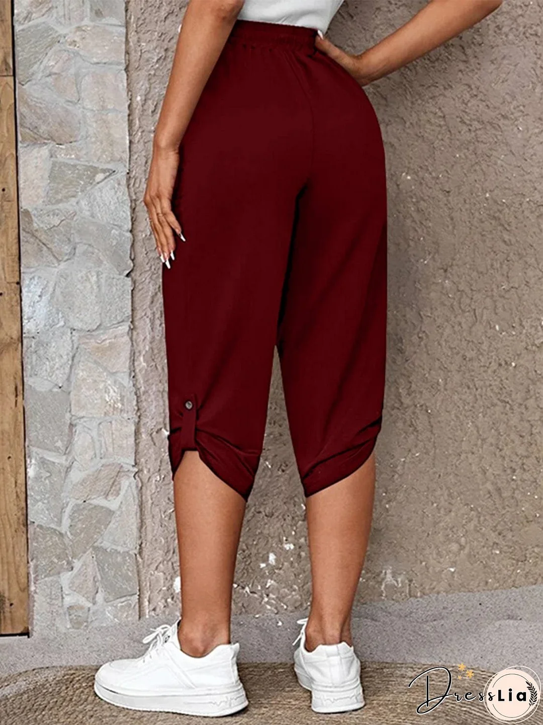 Full Size Roll-Tab Capris Pants