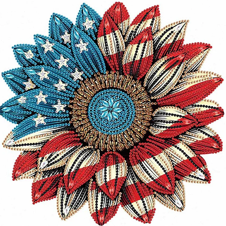 Independence Day Flower - Partial Drill - Special Diamond Painting(30*30cm)