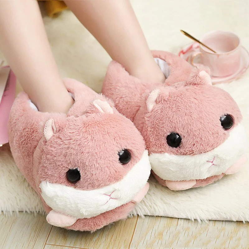 Women's Slippers for Home Winter Warm Plush Fur Slippers Lovely Cartoon Bedroom Slippers Women Indoor Bedroom Female Shoes