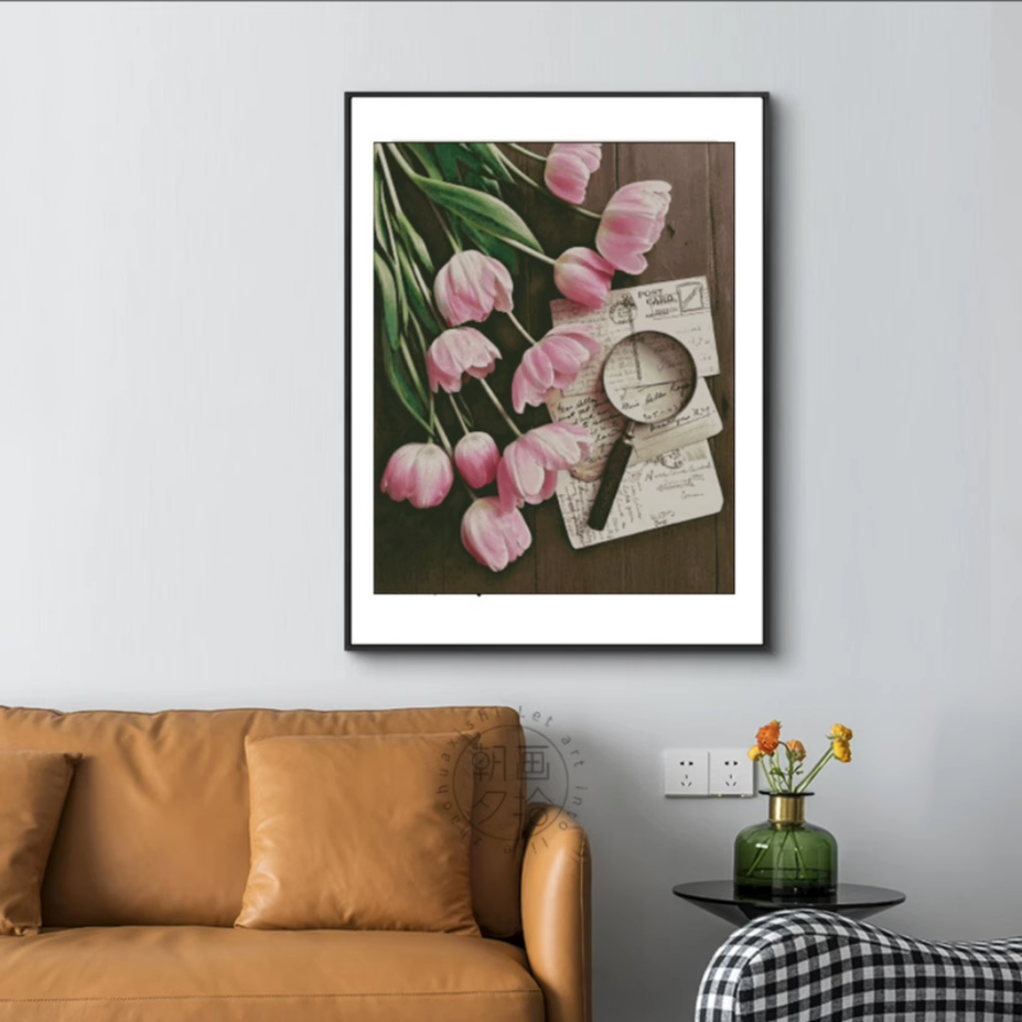 1set DIY Printed Cross Stitch Kit 【ZZ6056- Greetings from afar, tulips and letters】printed (stamped) cross-stitch Painting Fairy Cross Stitch