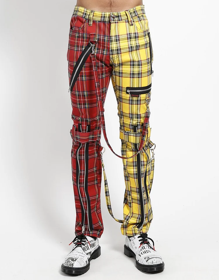 SPLIT LEG PLAID BONDAGE PANT