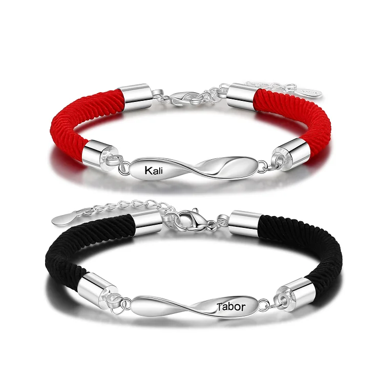 Personalized Names Couple Infinity Bracelet Set Mobius Ring Bracelet Gift