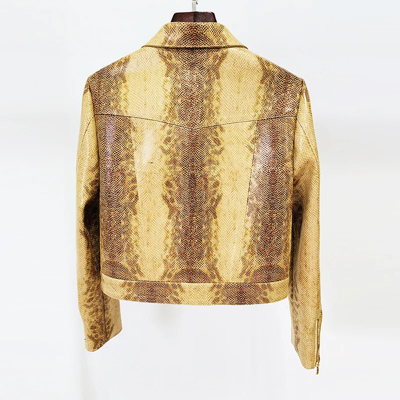 Nigikala Nigikala New Star Fashion Snake Leather Leather Jacket Jacket Horn Trousers