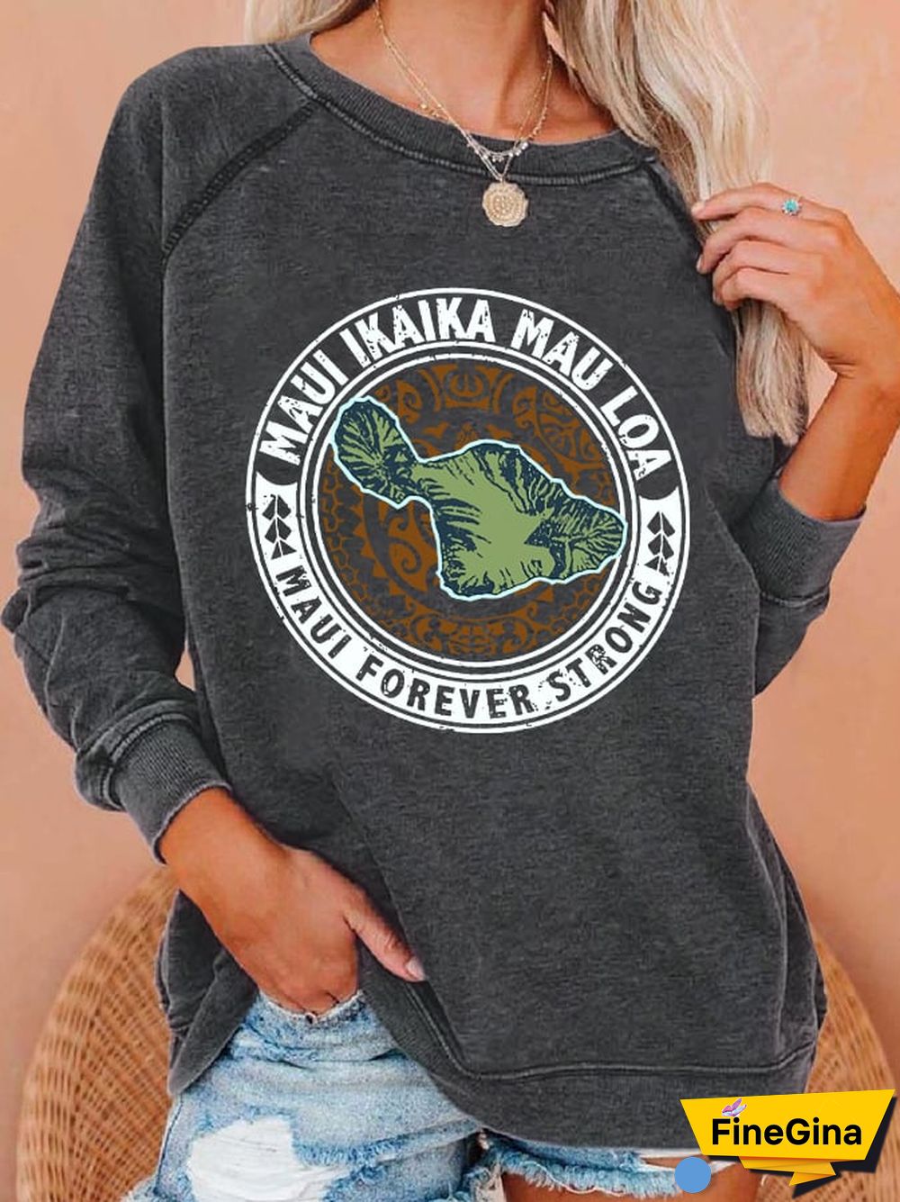 Women's Maui Forever Strong Ikaika Long Sleeve Printed Sweatshirt