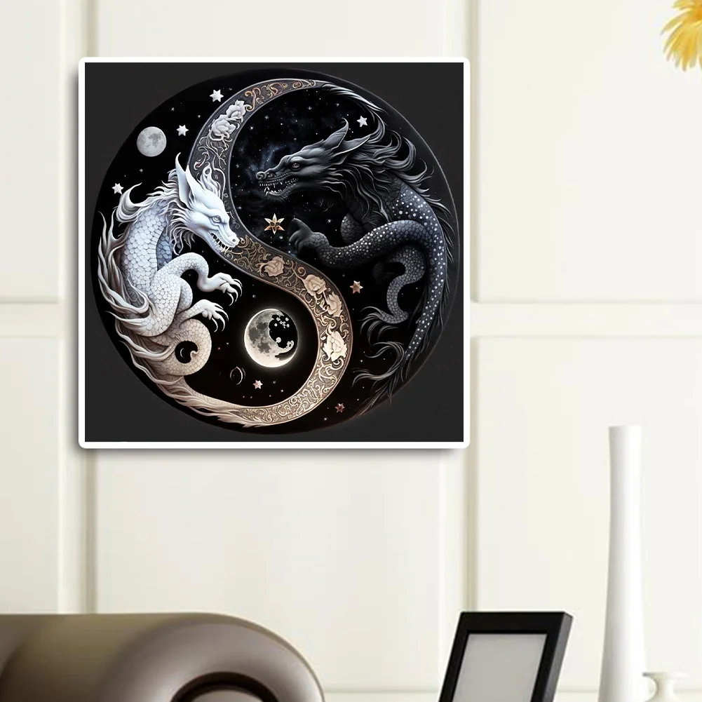 Diamond Painting - Full Round Drill - Yin Yang Dragon(Canvas|30*30cm)