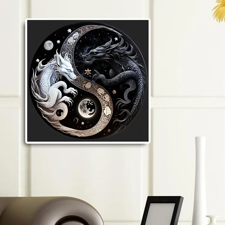 Dragon Yin Yang - Abstract Religious Diamond Painting, Full Round/Square 5D  Diamonds