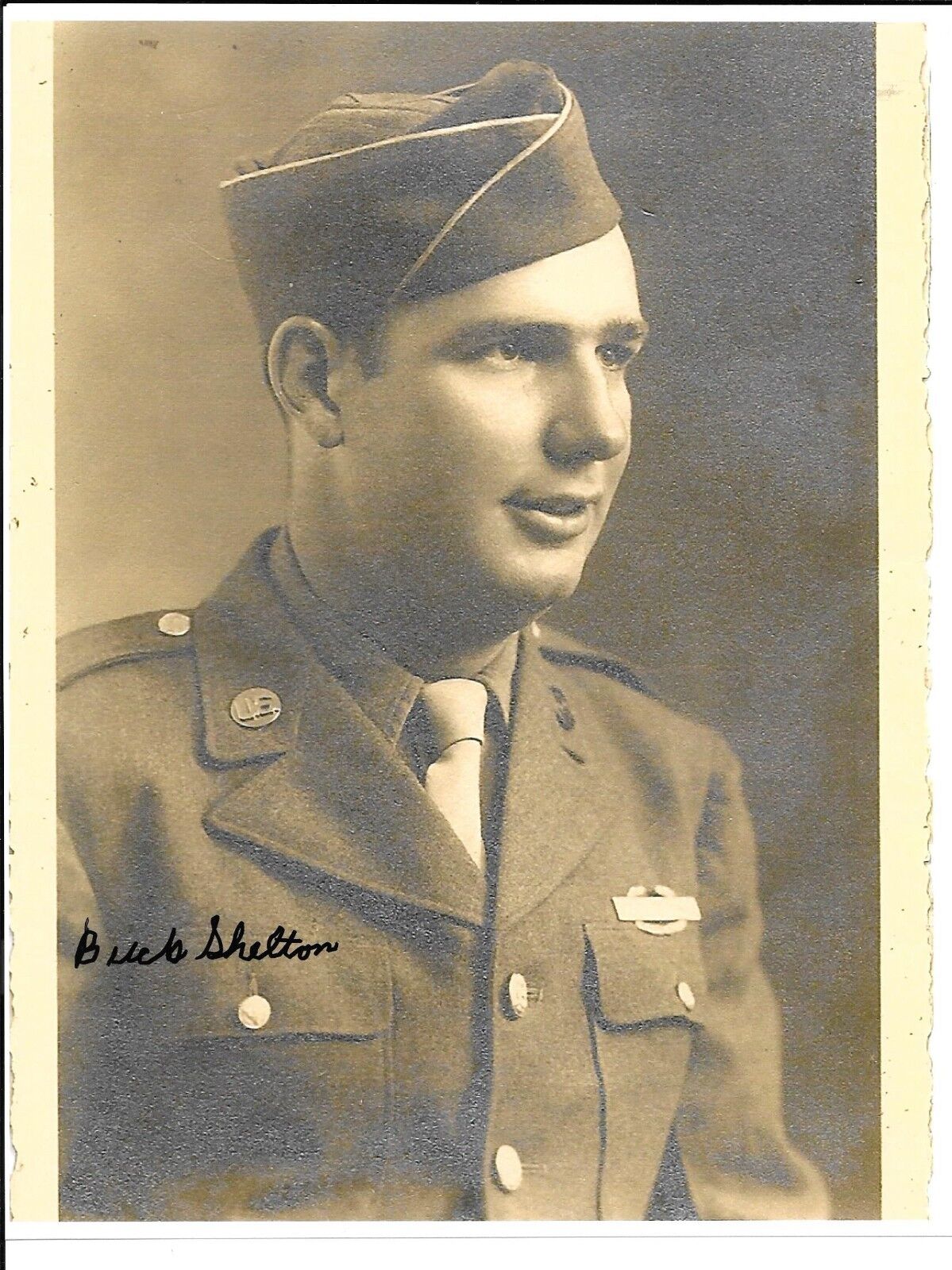 BUCK SHELTON 99TH INFANTRY DIVISION BATTLE OF THE BULGE VET RARE SIGNED Photo Poster painting