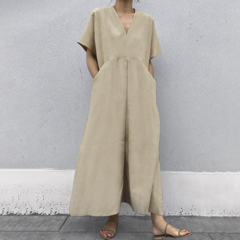 Large Size Casual Short Sleeve Dress Long Skirt Girl | EGEMISS