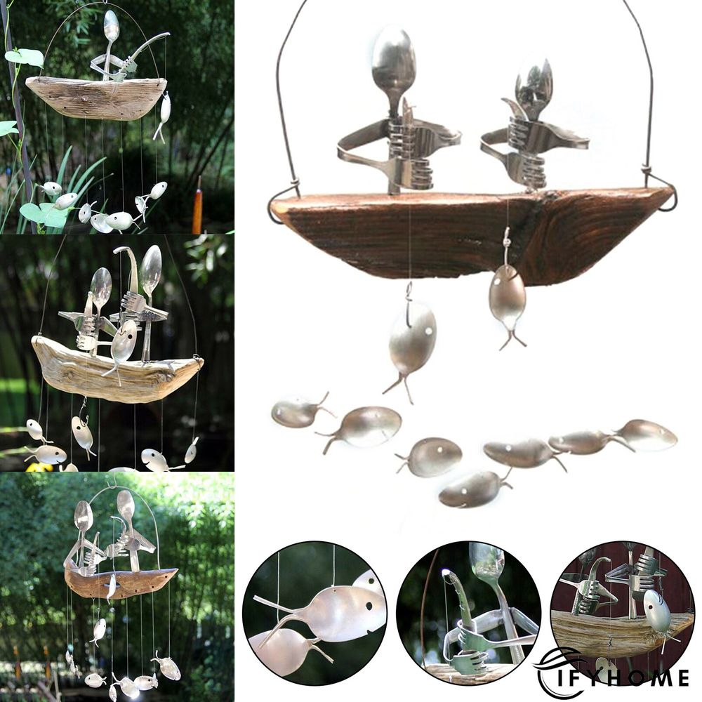 Last Day 50% OFF -Fishing Man Spoon Fish Sculpture Wind Chime | IFYHOME