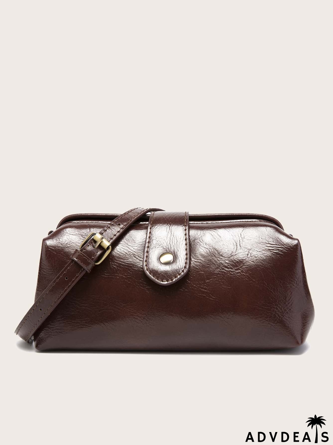 Artificial Patent Leather Snap Button Dome Bag