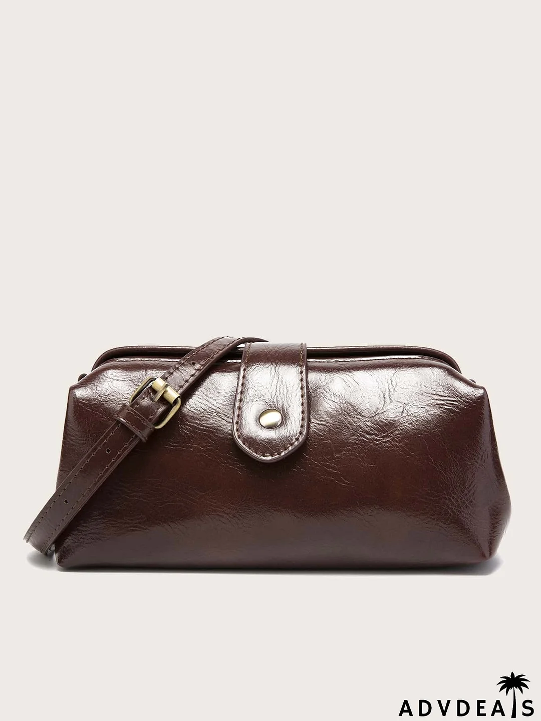 Artificial Patent Leather Snap Button Dome Bag
