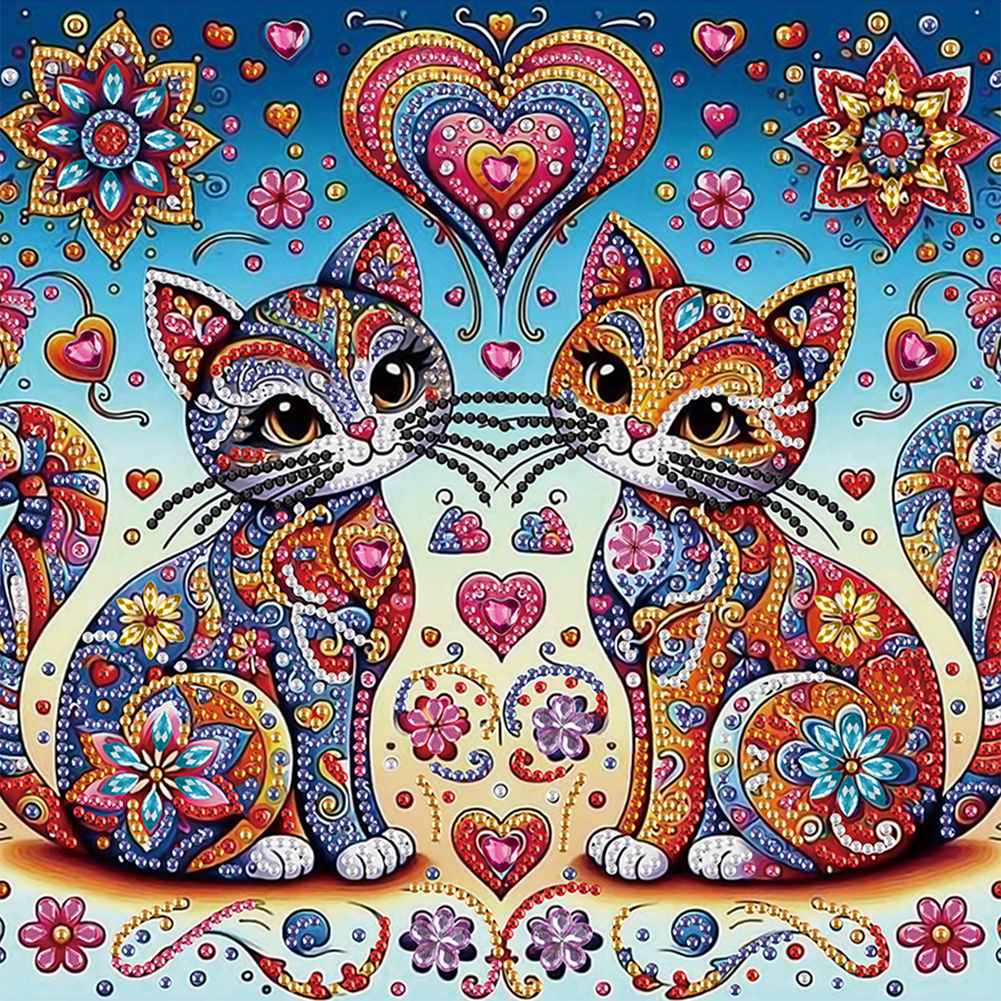 Mandala Cat 30*30cm(canvas) special shaped drill diamond painting