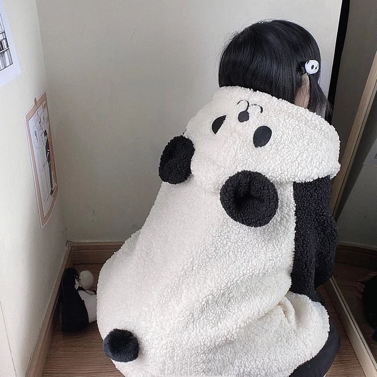 Kawaii Warm Hoodie Panda Ears Plush Coat BE301