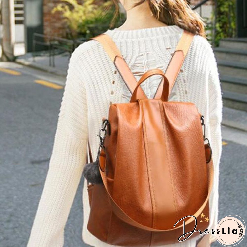 Anti-Thief Women Backpack Large Capacity Hair Ball Travel Bag