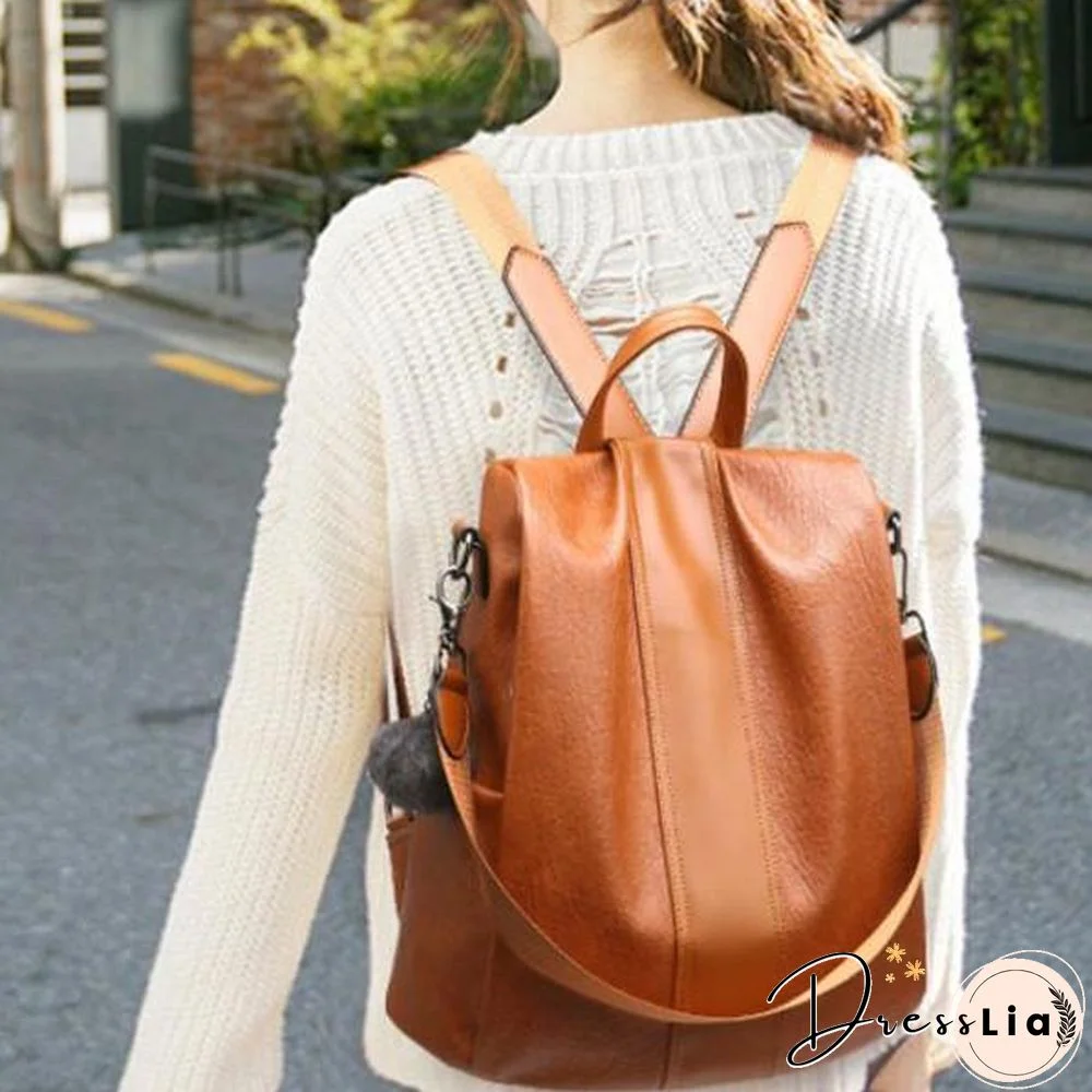 Anti-Thief Women Backpack Large Capacity Hair Ball Travel Bag