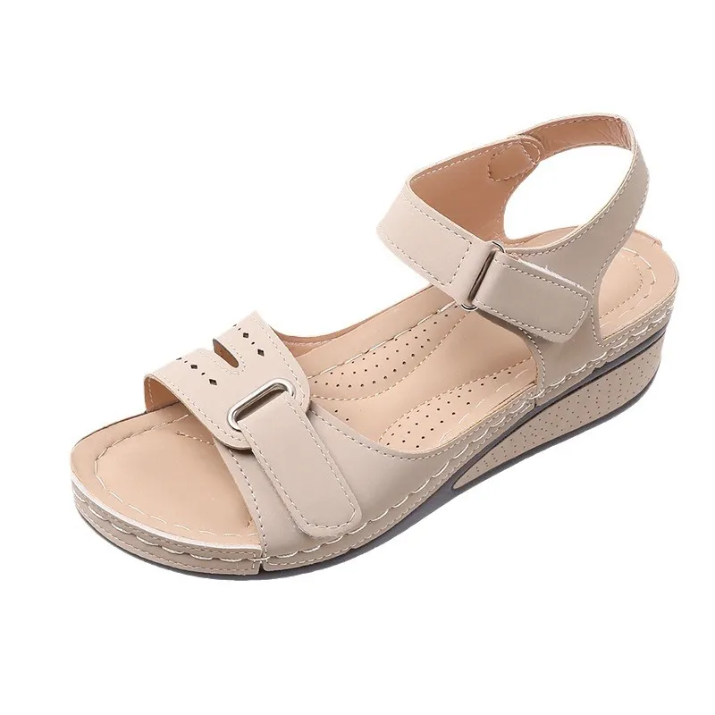 Yyvonne 2025 Large-Size Casual Fish-Mouthed Sandals Hot Roman Breeze Sandals Women Wear Magic Stickers