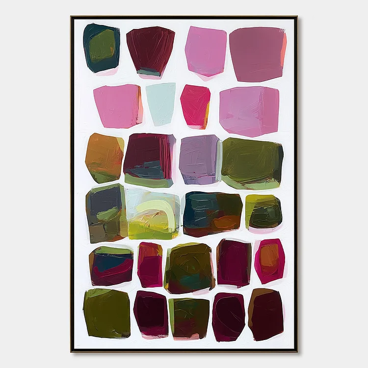 JEWEL TONES: Abstract Geometric Oil Painting（Canvas painting）