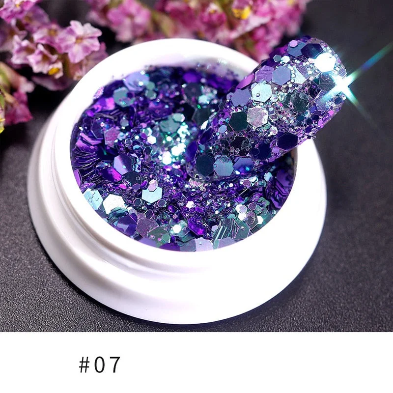 iridescent Flakes Gold Pink White Flakes Slices Chrome Pigment Dust Nail Powder Glitter Sequins Nail Art Decoration Manicures-Nail Inspo