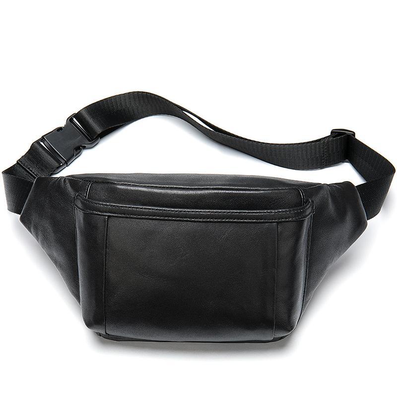 Simple Leather Sports Chest Bag Solid Color Soft Retro Waist Bag Crossbody Bag