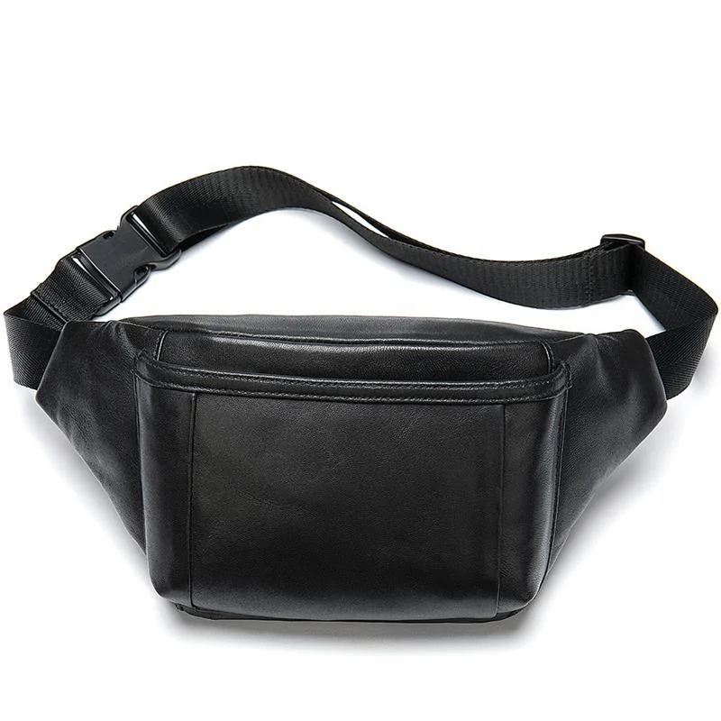 Simple Leather Sports Chest Bag Solid Color Soft Retro Waist Bag Crossbody Bag