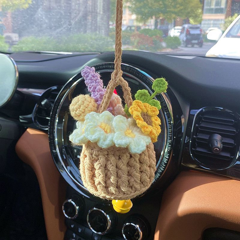DIY Flower Basket Kit - Handmade Car Hanging Decor, Creative Gift Idea