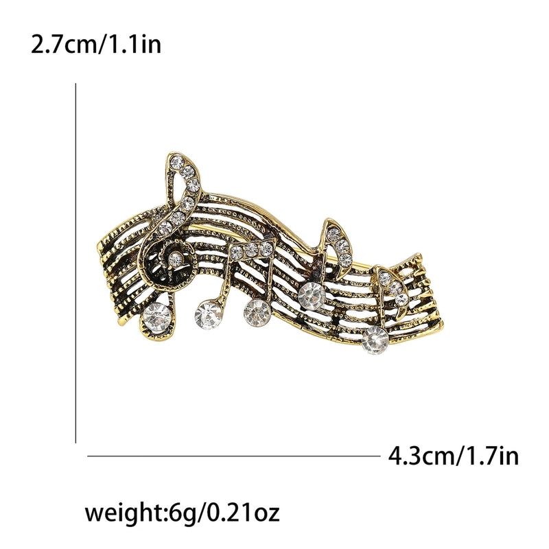 Retro Pin Notes Alloy Inlay Rhinestones Unisex Brooches
