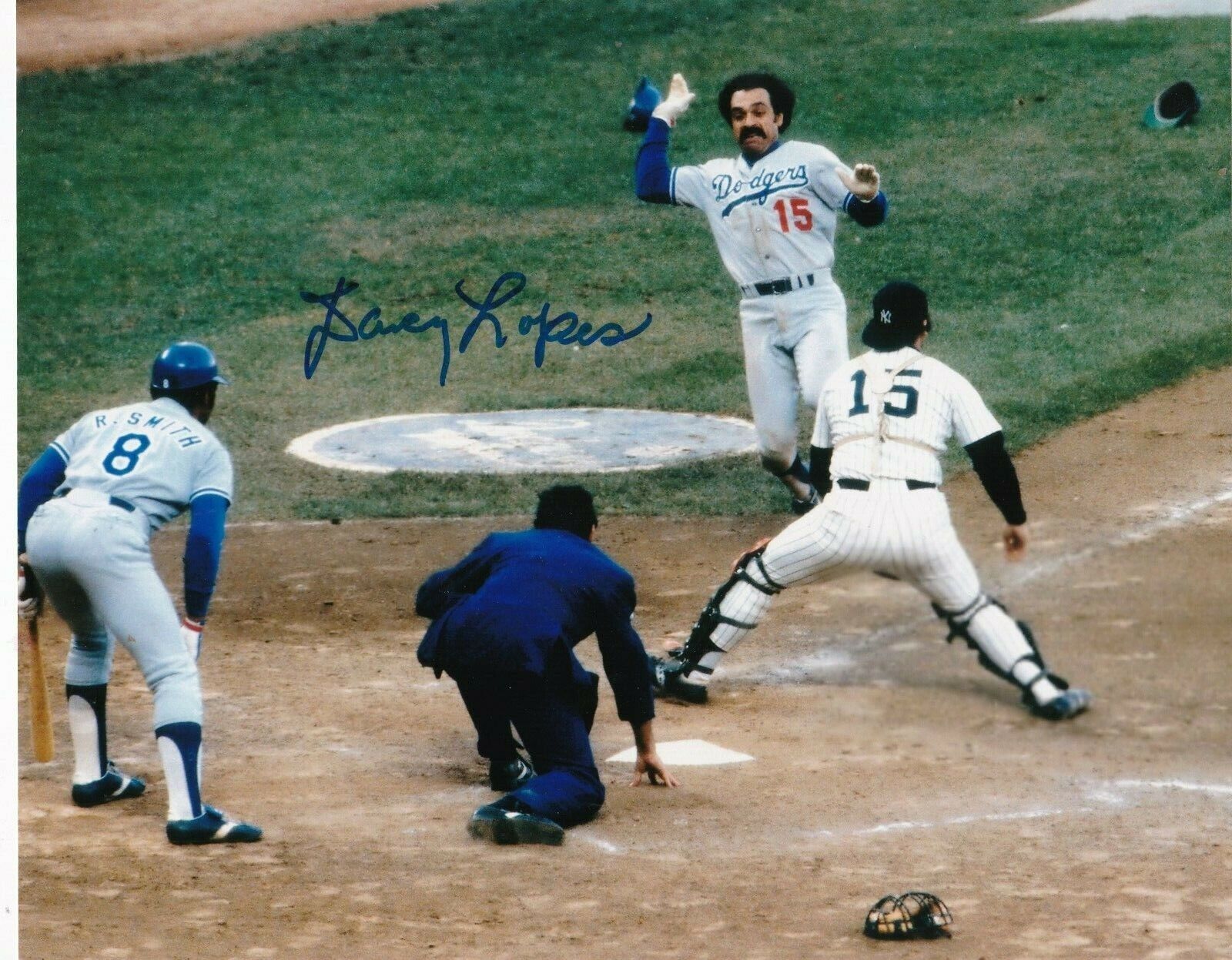 DAVEY LOPES LOS ANGELES DODGERS ACTION SIGNED 8x10