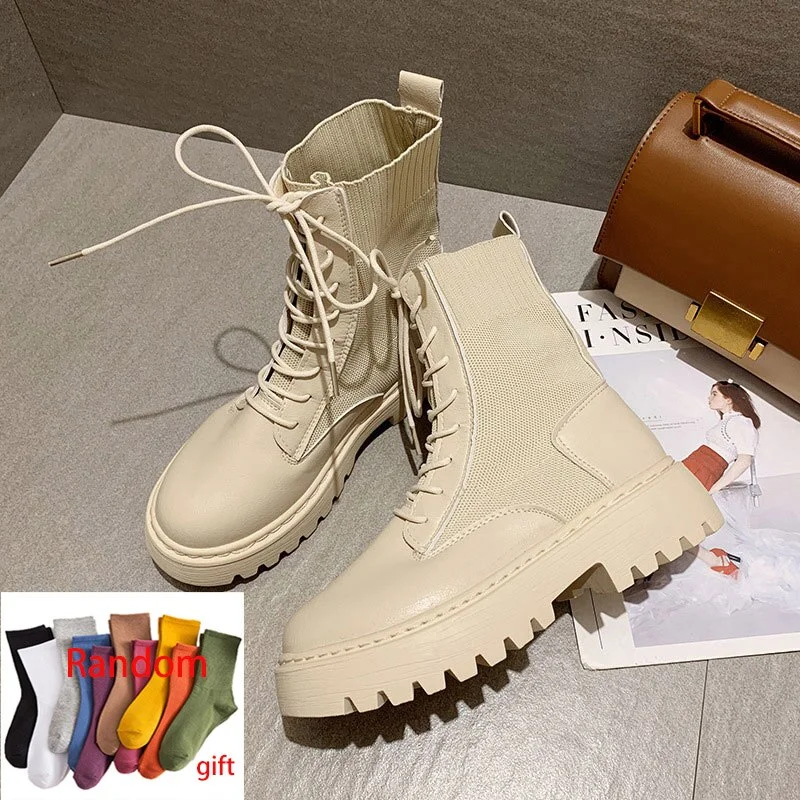 Qengg MCCKLE Women's Autumn Boots Women Ankle Boots Woman Winter Shoes Female Chunky Heel Platform High Boots Lasdies Botas Mujer 2020