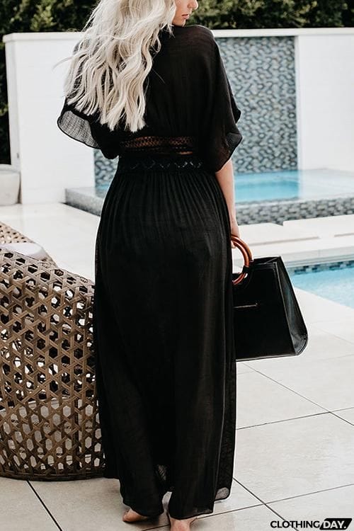 Half Sleeve Lace Up Cardigan