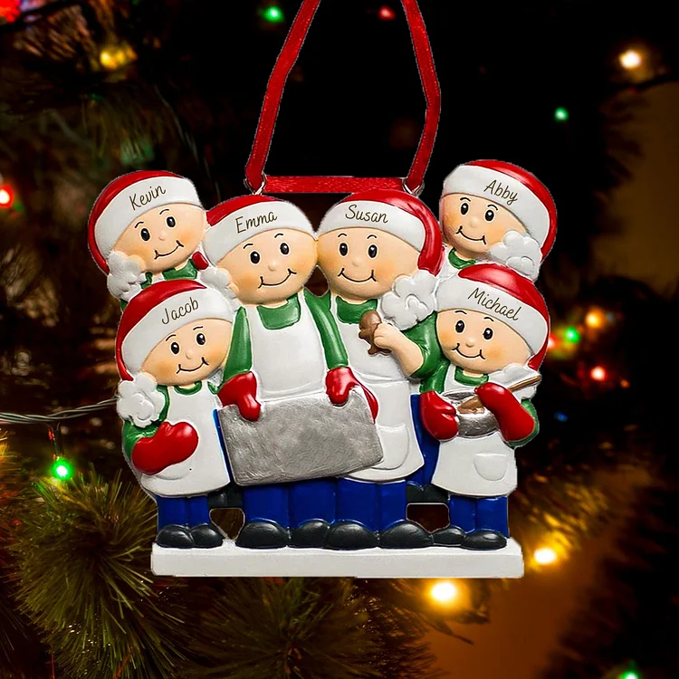 Family of 6 Personalized Baking Family Christmas Ornament