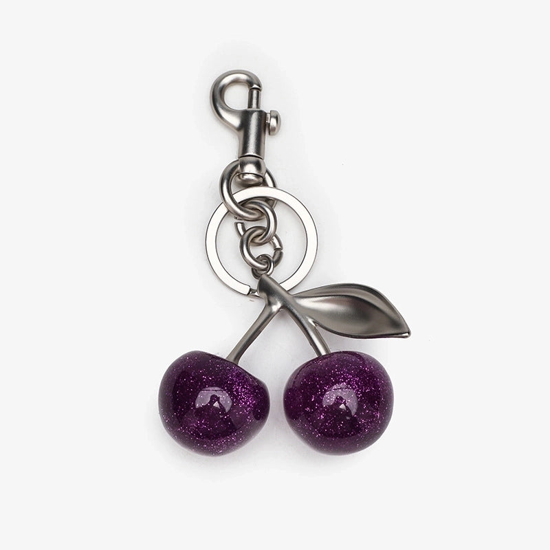 Cute Cherry Alloy Resin Plating Bag Pendant Keychain