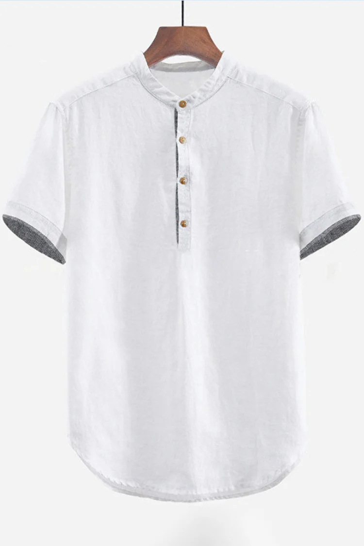 Contrast Henley Short Sleeve Shirt