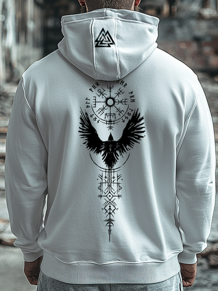 Vikings Printed Raven Totem Vintage Unisex Casual Sports Hoodie / Rvogue / Rvogue