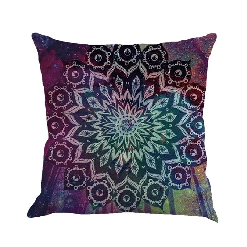 Retro Flax Featured Mandala Printed Cushion Pillowcase