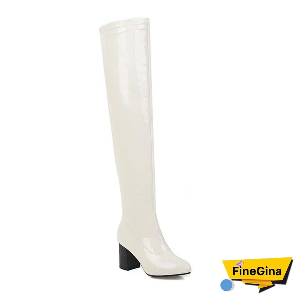 Women Patent Leather Thigh Boot Over Knee High Boots Pointed Toe Shoes Fashion Winter Spring Autumn Shoe