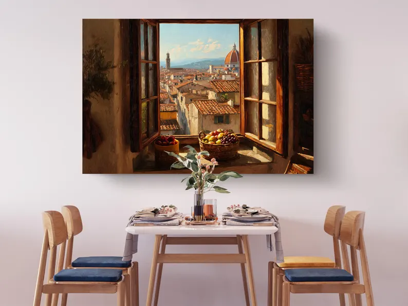 Florence Window View Canvas Wall Art
